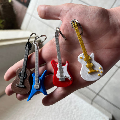 3D Printed Guitar Keyring Set of 4