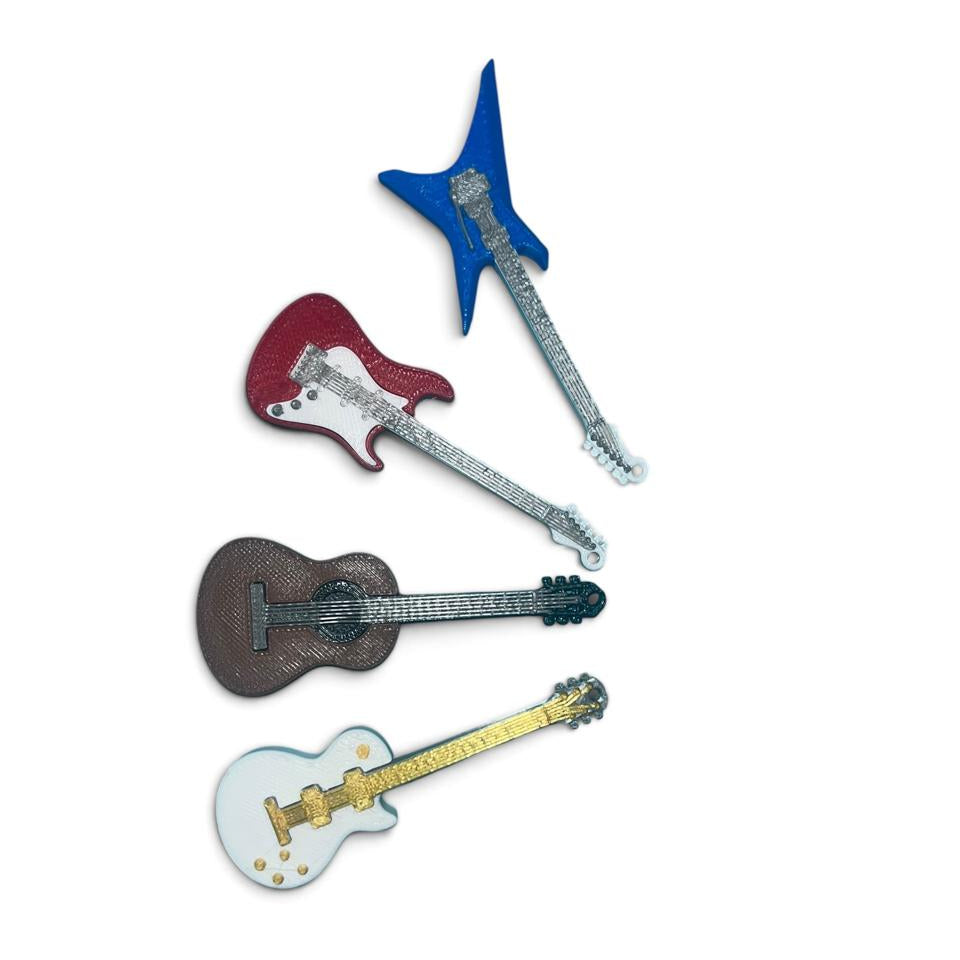 3D Printed Guitar Keyring Set of 4